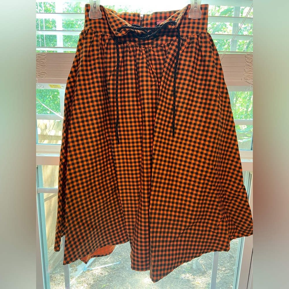 Vixen by Micheline Pitt- Corset Skirt in Orange Pumpkin Gingham